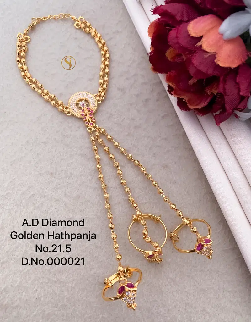 7 AD Diamond Designer Golden Hath Panja Wholesale Shop In Surat
